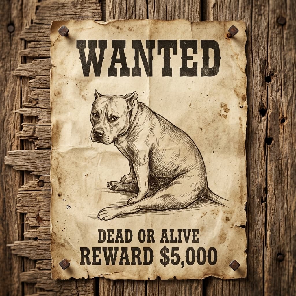 The same pet transformed into Wanted Poster style