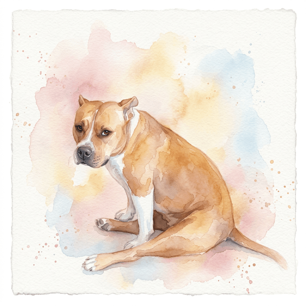 The same dog painted in Watercolor style