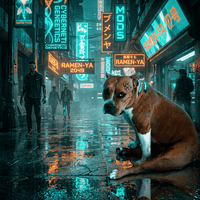 The same pet transformed into Cyberpunk style